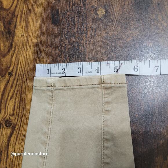 WHBM Jeans 12 Moto Skinny Mid Rise Zip Cargo Pockets Beige Tan Stretch Denim - Picture 9 of 10
